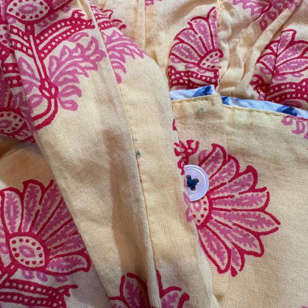 Sundance Women Cotton Lightweight Yellow Blouse Floral Contrasting Pattern Large - Picture 8 of 8